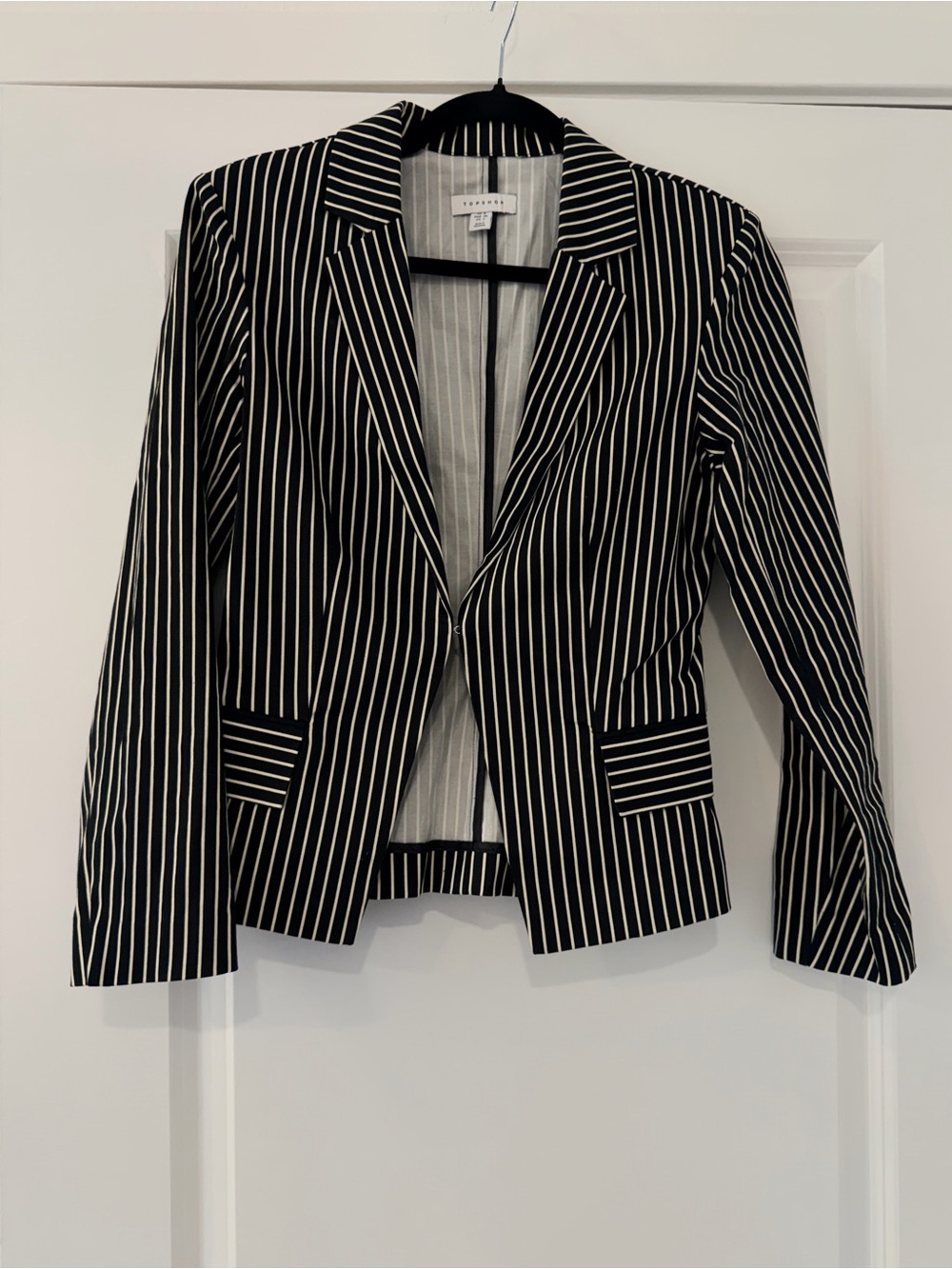 Topshop Black and White Pinstripe Blazer